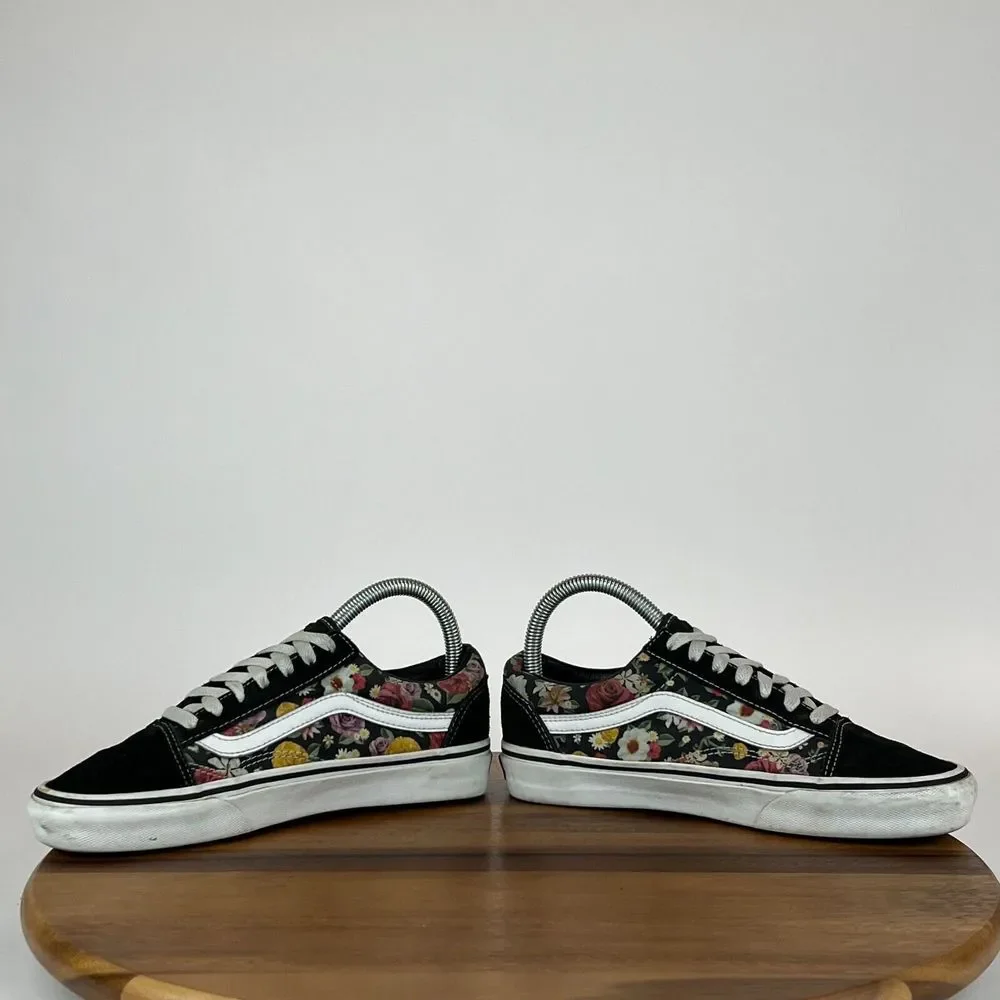 Womens Vans Old Skool Floral Black Skateboarding Shoes Sneakers Size 7‎ M GUC